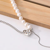 925 Silver Tassel Necklace w/ Pearl Heart Pendant