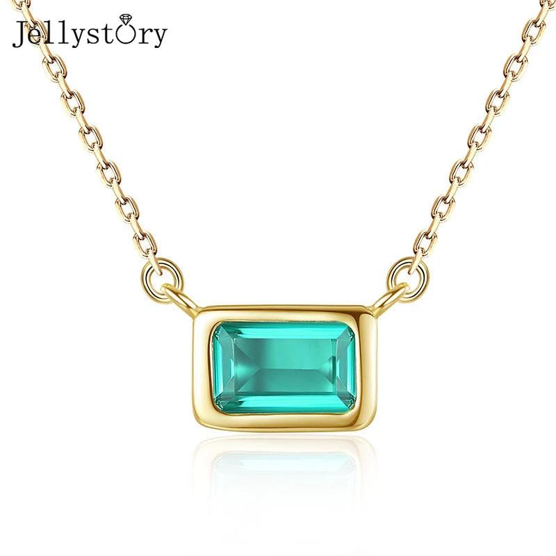 Emerald Necklace 925 Silver Rectangle Pendant Wedding Fine Jewelry