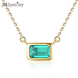 Emerald Necklace 925 Silver Rectangle Pendant Wedding Fine Jewelry