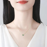 Emerald Necklace 925 Silver Rectangle Pendant Wedding Fine Jewelry