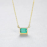 Emerald Necklace 925 Silver Rectangle Pendant Wedding Fine Jewelry