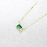 Emerald Necklace 925 Silver Rectangle Pendant Wedding Fine Jewelry
