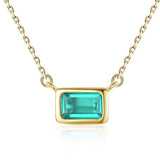 Emerald Necklace 925 Silver Rectangle Pendant Wedding Fine Jewelry