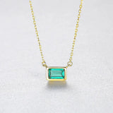 Emerald Necklace 925 Silver Rectangle Pendant Wedding Fine Jewelry