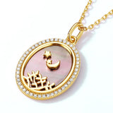 925 Sterling Silver Pendant Necklace Shell Star Moon Desert Scenery