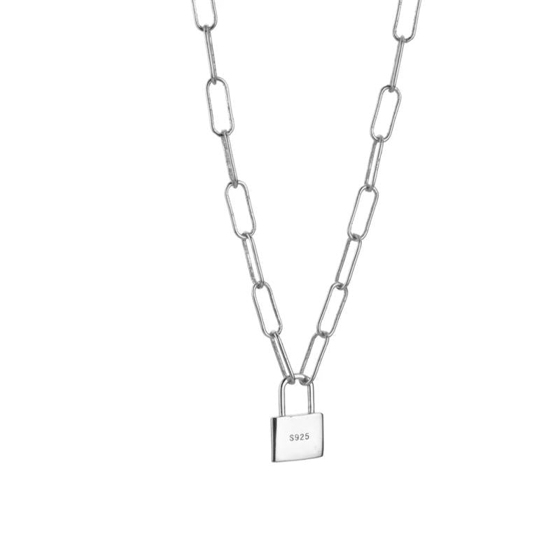 925 Silver Lock Pendant Horoscope Chain Long Chains Fine Jewelry