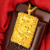 24K Yellow Plated Pendant for Women Men Filled Thick Female Pendant