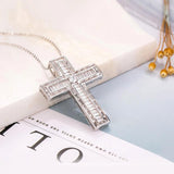 925 Silver Jesus Cross Pendant Necklace Women Crucifix Charm