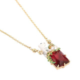 Polar Bear Red Stone Zircon Pearl Pendant Necklace for Women
