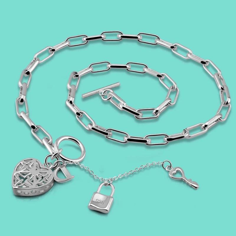 Women's 925 Silver Heart Pendant Necklace Christmas Gift