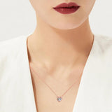 Rose Heart Necklace 925 Sterling Silver Clear CZ Pendant