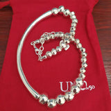 Electroplating 925 Silver Charm Beads Long Necklace Jewelry
