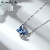 925 Silver Butterfly Crystal Pendant Necklace Charms Cubic Zircon Necklaces