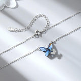 925 Silver Butterfly Crystal Pendant Necklace Charms Cubic Zircon Necklaces
