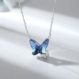 925 Silver Butterfly Crystal Pendant Necklace Charms Cubic Zircon Necklaces