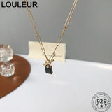 Square Zircon Pendant Necklace Silver 925 Jewelry