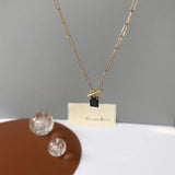 Square Zircon Pendant Necklace Silver 925 Jewelry