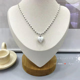 Sterling Silver Love Rice Bead Chain Necklace for Women
