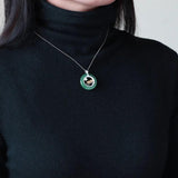 925 Silver Vintage Aventurine Shell Moon Necklace