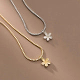 925 Silver Zircon Opal Floral Necklace Wedding Jewelry