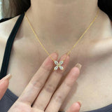 925 Silver Four-leaf Clover Sapphire Pendant Necklace