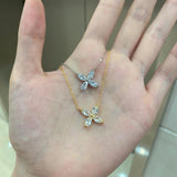 925 Silver Four-leaf Clover Sapphire Pendant Necklace