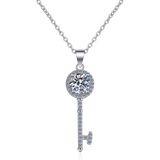 S925 1ct Mosanite Pendant Key Diamond Necklace