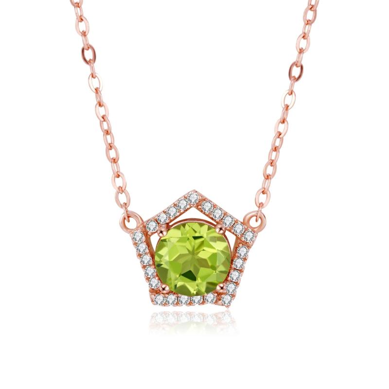 925 Silver Pentagon Pendant Necklace Amethyst Peridot Jewelry