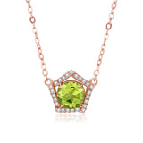 925 Silver Pentagon Pendant Necklace Amethyst Peridot Jewelry
