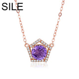 925 Silver Pentagon Pendant Necklace Amethyst Peridot Jewelry