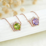 925 Silver Pentagon Pendant Necklace Amethyst Peridot Jewelry