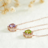 925 Silver Pentagon Pendant Necklace Amethyst Peridot Jewelry