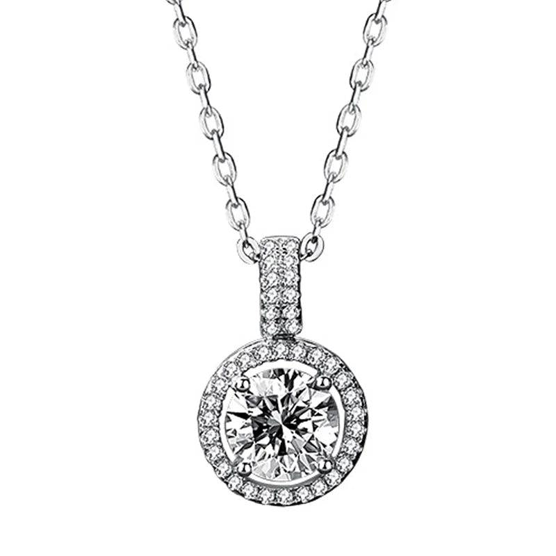Classic Moissanite Pendant Necklace 925 Silver
