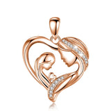 Eudora 925 Silver Mother & Baby Heart Necklace for Women