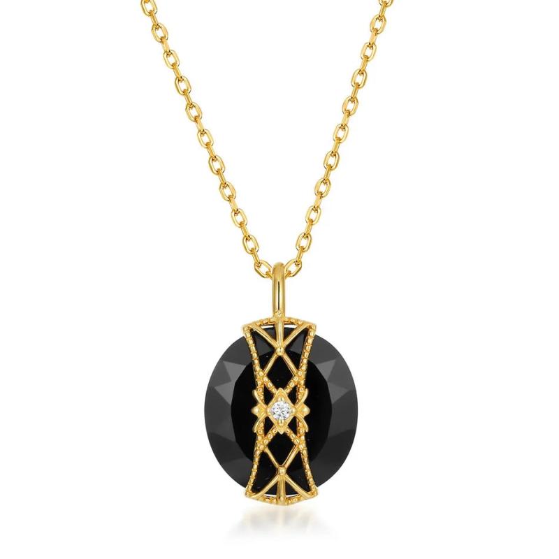 Natural Agate Pendant Necklace 925 Sterling Silver Women's Fine Jewelry