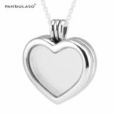 Heart Shape Floating Locket Pendant Necklace - Silver 925 Jewelry