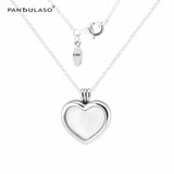 Heart Shape Floating Locket Pendant Necklace - Silver 925 Jewelry
