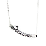 Spring Bird Curved Bar Necklace Silver 925 For Women