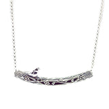 Spring Bird Curved Bar Necklace Silver 925 For Women