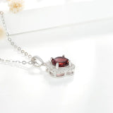925 Silver Four Leaf Clover Pendant Natural Garnet Necklace