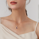 925 Silver Four Leaf Clover Pendant Natural Garnet Necklace