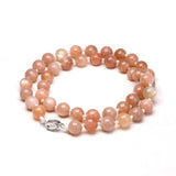 Sunstone Chakra Necklace Silver 925 Handmade 8mm Gem Beads