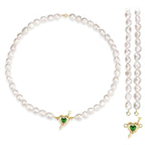 925 Silver Cupid's Arrow Heart Necklace Green Stone