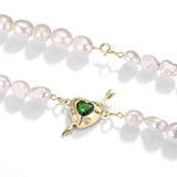 925 Silver Cupid's Arrow Heart Necklace Green Stone