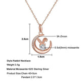 0.5CT Moissanite Rabbit Pendant Necklace D VVS1 925 Sterling Silver