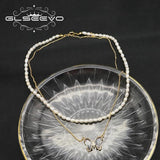 Charm Insect Dark Butterfly Double Pearl Pendant Necklace