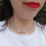 Amazonite Collar Necklace with Moon Charm