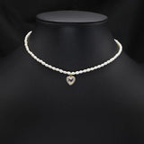 Sparkling Love Zircon Natural Freshwater Pearls Necklace