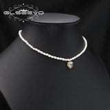 Sparkling Love Zircon Natural Freshwater Pearls Necklace