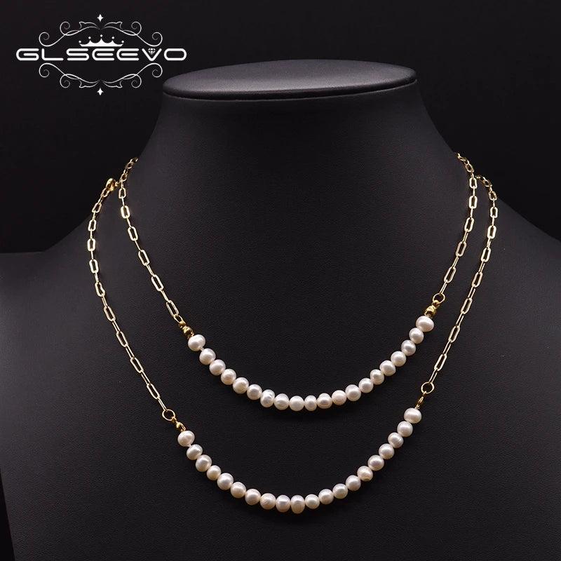 Double Layer Baroque Pearl Necklace for Women Party Ethnic Jewelry